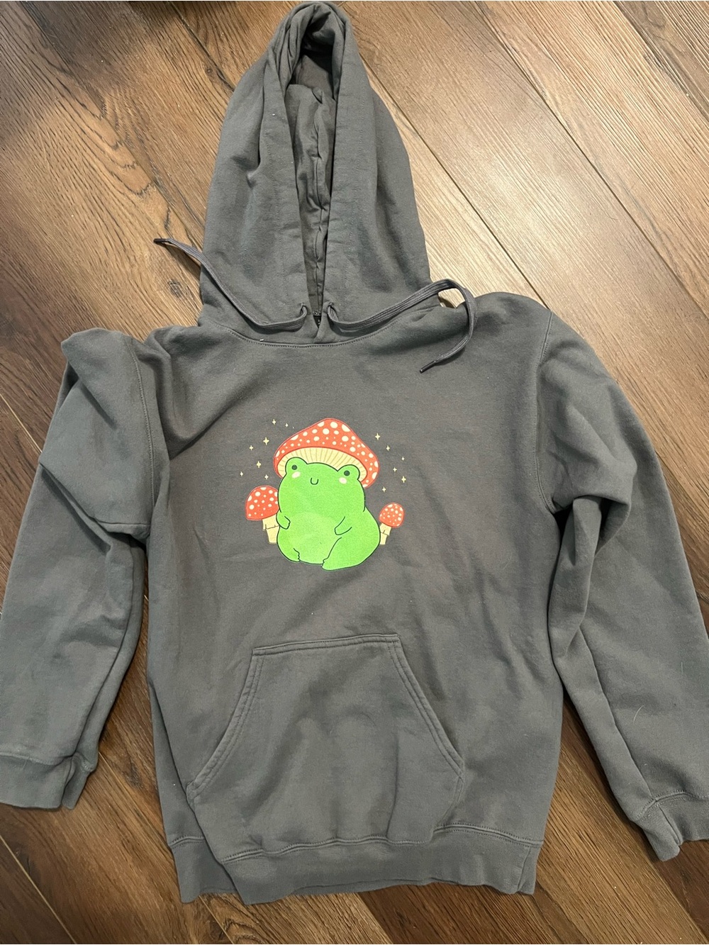 Gildan Softstyle Gray Pullover Hoodie cottage core cute frog mushroom